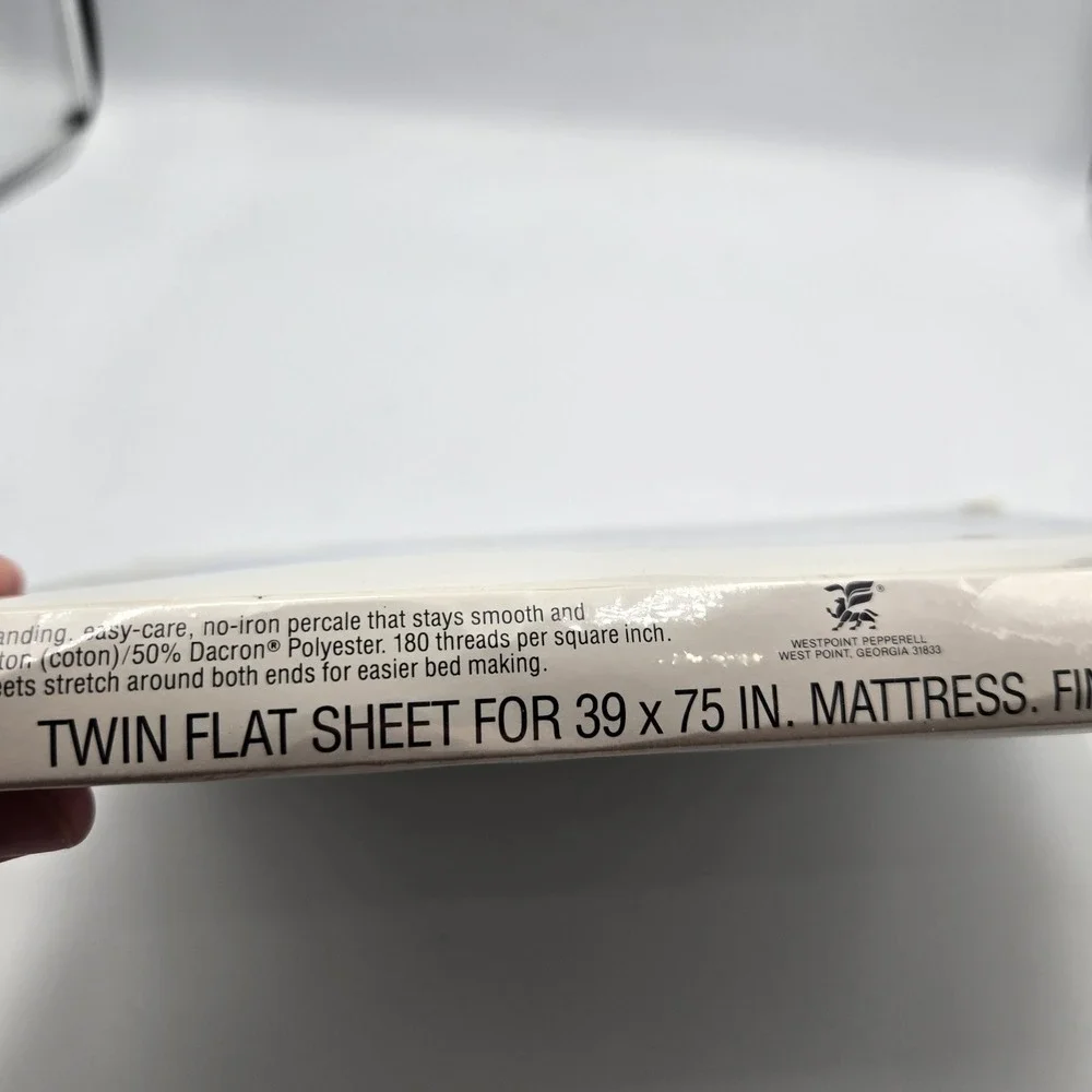 New‎ Vintage Celebration Percale No Iron Twin Flat Sheet White USA Cottagecore